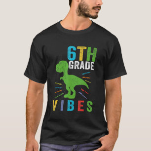 Retro 6th Grade Vibes Trex Teacher Student Educato T-Shirt