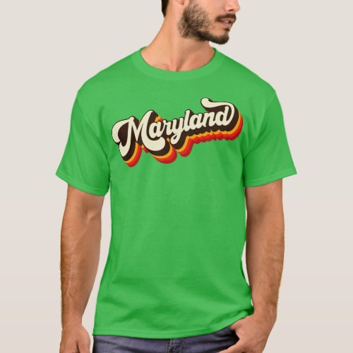Retro 70s 3D Lettering Maryland T_Shirt