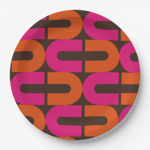 retro 70s 60s flower pattern style paper party pap paper plates