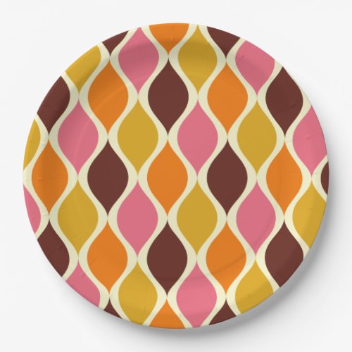 retro 70s 60s pattern style paper party plates