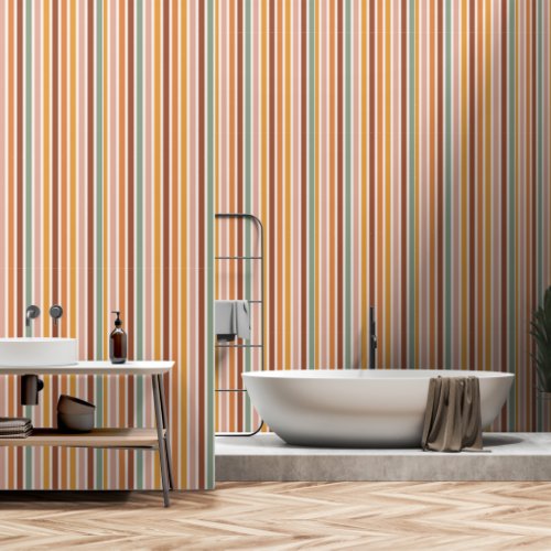 Retro 70s 60s Striped Wallpaper