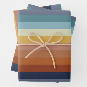 Retro 70s 60s vintage stripe vibe wrapping paper sheets
