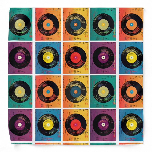 Retro 70s 60s Vinyl Record Album Bandana (Front)