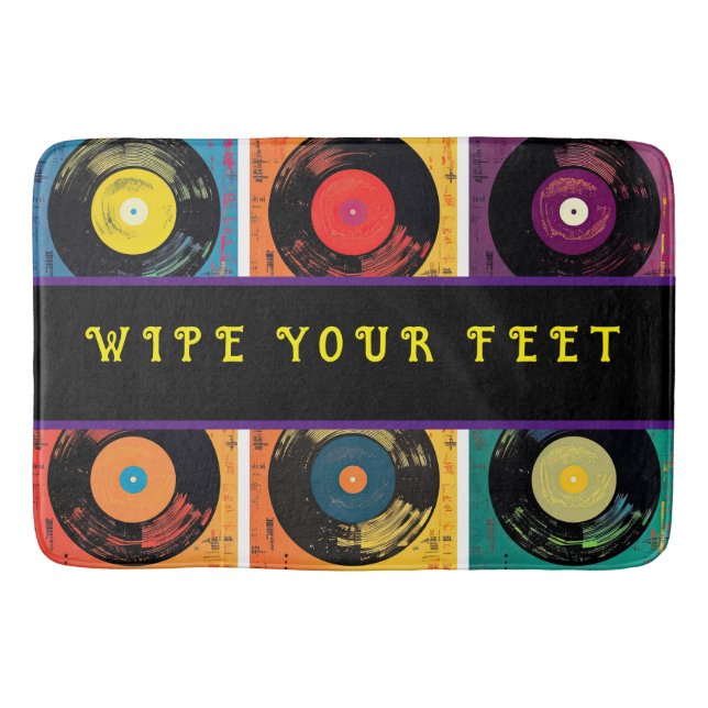 Retro 70s 60s Vinyl Record Album Bath Mat (Front)
