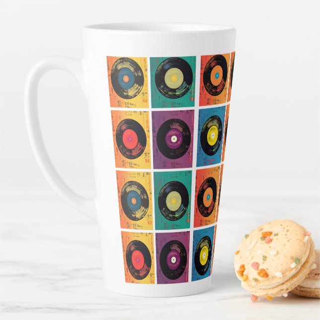 Retro 70s 60s Vinyl Record Album Latte Mug (In Situ)