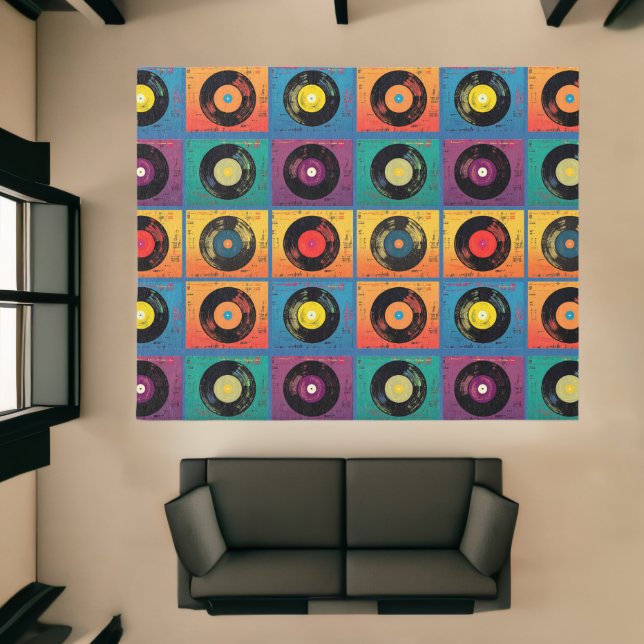 Retro 70s 60s Vinyl Record Album Rug (Insitu (Indoor 1))