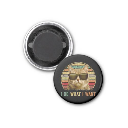 Retro 70s 80s 90s Meowy cat i do what i want _ Fun Magnet