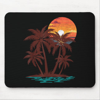 Retro 70s 80s Beach Sunset Palm Tree Summer Vibes Mouse Pad