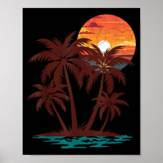 Retro 70s 80s Beach Sunset Palm Tree Summer Vibes Poster