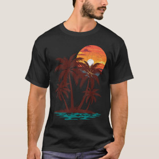 Retro 70s 80s Beach Sunset Palm Tree Summer Vibes T-Shirt