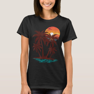 Retro 70s 80s Beach Sunset Palm Tree Summer Vibes T-Shirt