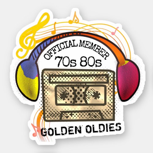 Retro 70s 80s music cassette mix tape headphones sticker