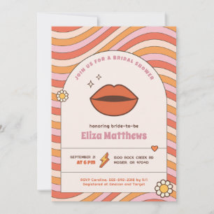 Retro 70s 80s Vintage Groovy Bridal Shower Invitation