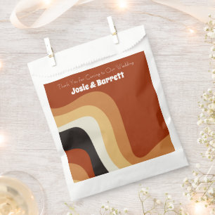 Retro 70s Abstract Burnt Orange Bohemian Wedding Favor Bag