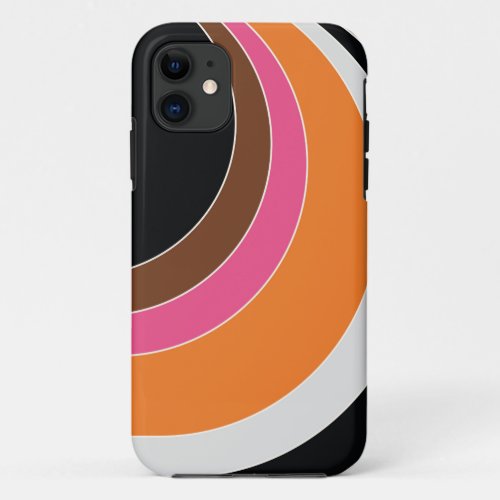 Retro 70s Abstract Geometric Pattern iPhone 11 Case