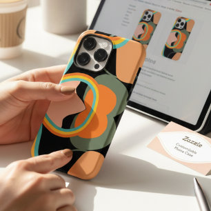 Retro 70s Abstract Groovy Swirls on Black Case-Mate iPhone 14 Pro Max Case