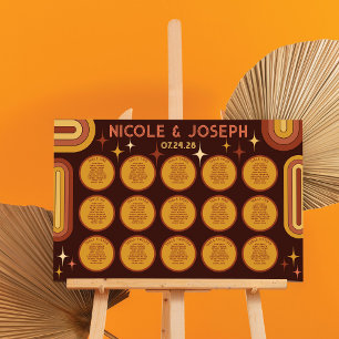 Retro 70's Arch Rainbow Wedding Seating Chart Foam Board