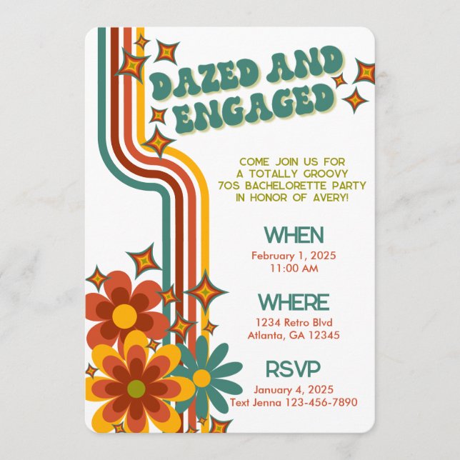 Retro 70s Bachelorette Party Invitation (Front)
