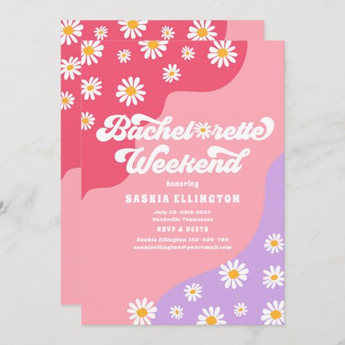 Retro 70s Bachelorette Weekend Itinerary Invitation