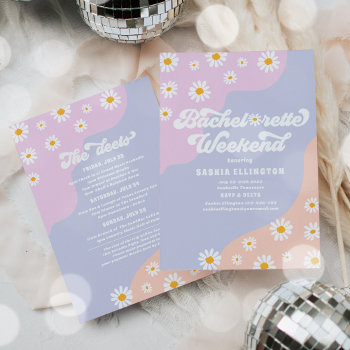 Retro 70s Bachelorette Weekend Itinerary Invitation by PixelPerfectionParty at Zazzle