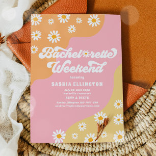 Retro 70s Bachelorette Weekend Itinerary Invitation