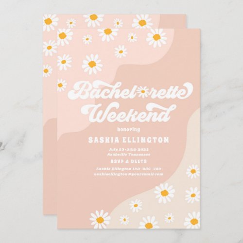 Retro 70s Bachelorette Weekend Itinerary Invitation