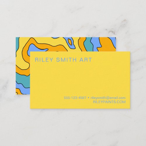 Retro 70s Blue Orange Yellow Colorful Abstract Business Card
