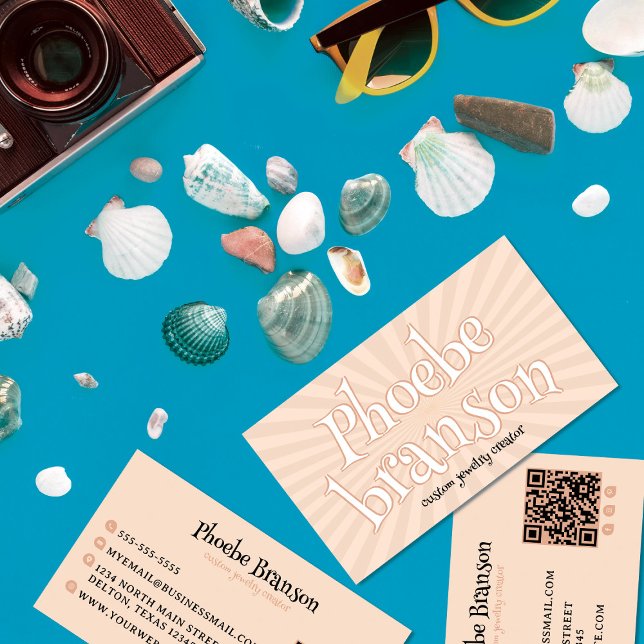 Retro 70s Blush Pink Radial Burst Business Card (Creator Uploaded)