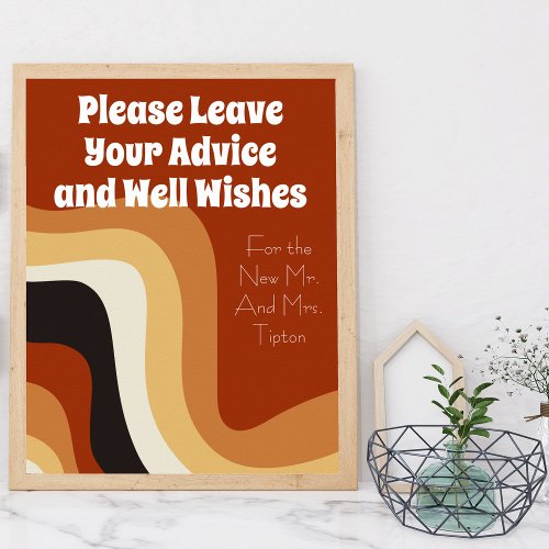 Retro 70s Bohemian Wedding Advice and Well Wishes Poster