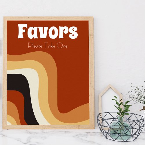 Retro 70s Bohemian Wedding Favors Table Sign