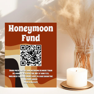 Retro 70s Bohemian Wedding QR Code Honeymoon Fund Foam Board