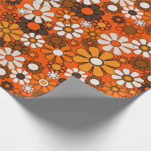 Retro 70s Boho Floral Brown Orange Gift