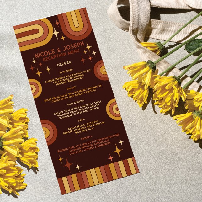 Retro 70's Bold Typography Rainbow Arch Wedding Menu (Creator Uploaded)