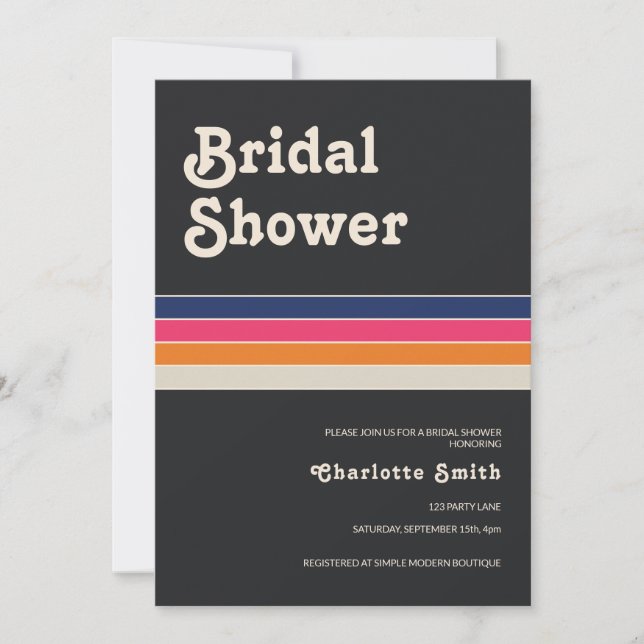 Retro 70s Bridal Shower Invitation (Front)