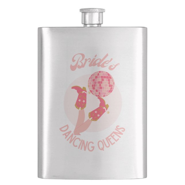 Retro 70s Bride’s Dancing Queens Bachelorette  Flask (Front)