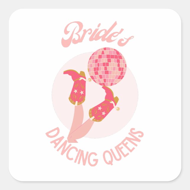 Retro 70s Bride’s Dancing Queens Bachelorette  Square Sticker (Front)