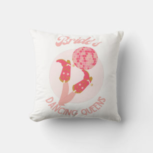 Retro 70s Bride’s Dancing Queens Bachelorette Throw Pillow