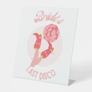 Retro 70s Bride’s Last Disco Bachelorette Party Pedestal Sign
