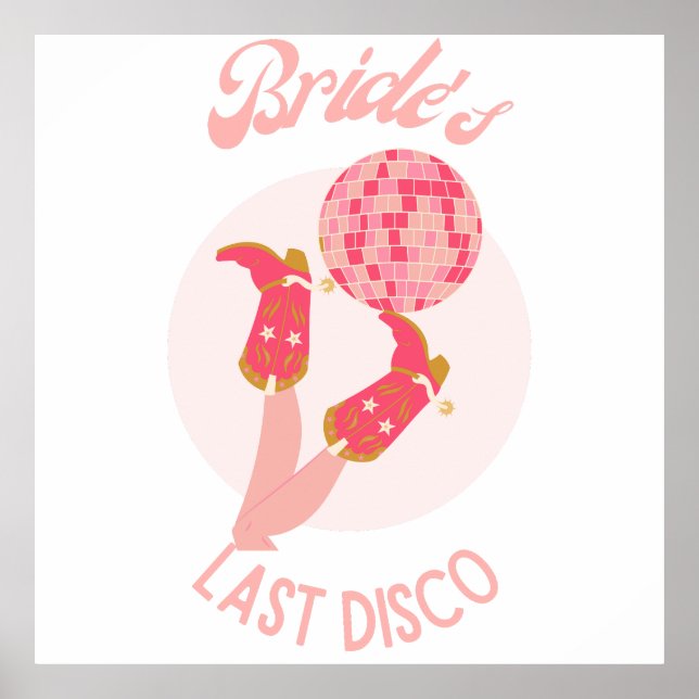 Retro 70s Bride’s Last Disco Bachelorette Party Poster (Front)