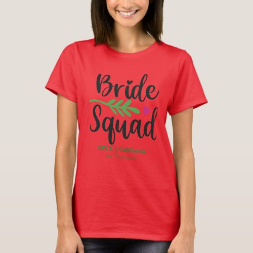 Retro 70s Bride Squad Bridesmaid Name Bachelorette T_Shirt