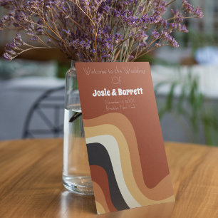 Retro 70s Burnt Orange Bohemian Wedding Program