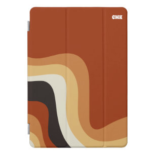 Retro 70s Burnt Orange Groovy Hippie Monogram iPad Pro Cover