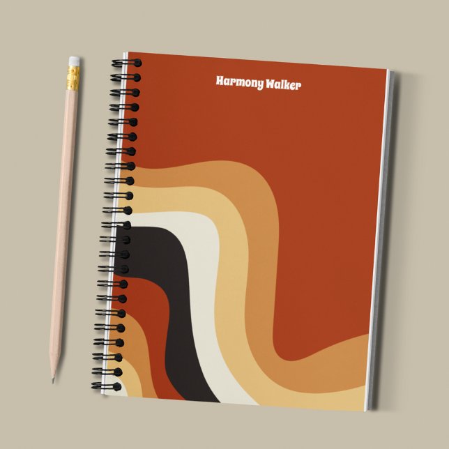 Retro 70s Burnt Orange Groovy Hippie Personalized Notebook (Creator Uploaded)
