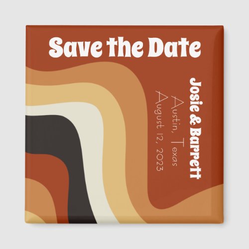 Retro 70s Burnt Orange Groovy Save the Date Magnet