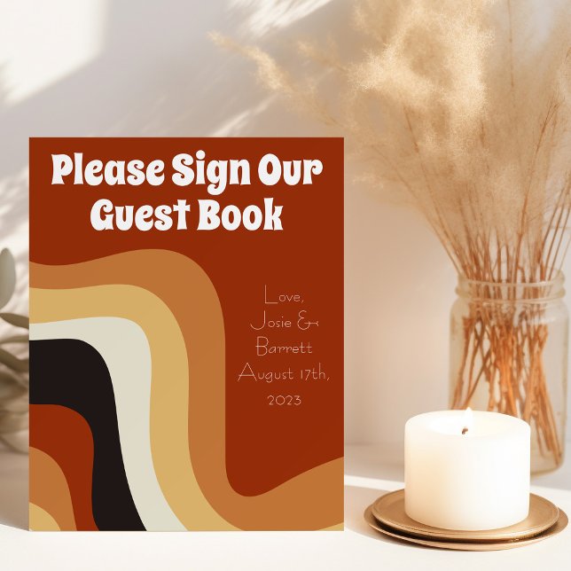 Retro 70s Burnt Orange Wedding Sign Our Guest Book (Creator Uploaded)