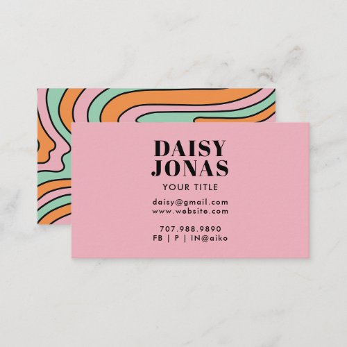  Retro 70s Business Card Abstract Pink