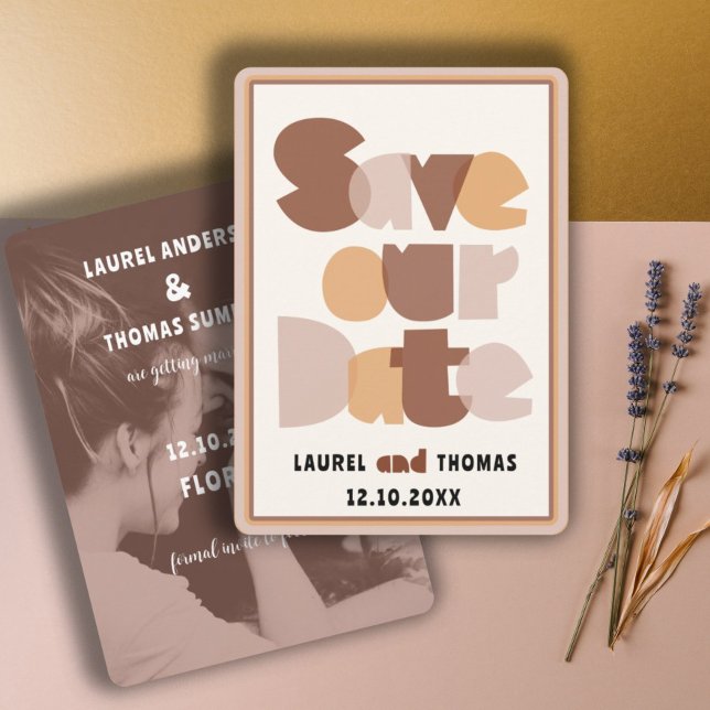 Retro 70's Calligraphy Terracotta Save the Date Invitation (Creator Uploaded)