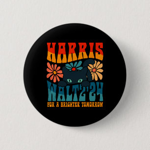 Retro 70s Cat Lady Harris Wheimer 2024 For A Brigh Button