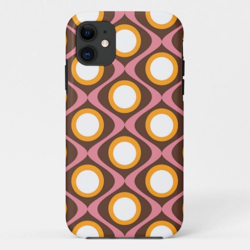 Retro 70s circular wavy pattern iPhone 11 case