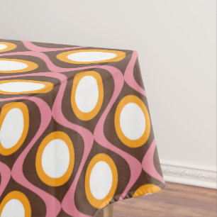 Retro 70s circular wavy pattern tablecloth